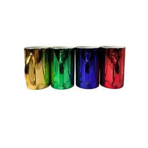 Set of 4 Metallic Colorful Coffee Mugs - Gold, Green, Blue, Red made in Japan